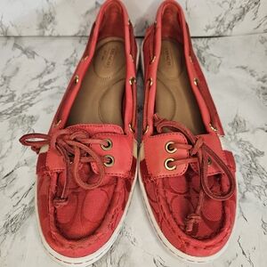 Coach 'Rainey' Red Slip On Boat Shoes Women's Size 9